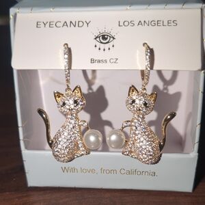 Eye Candy Dangle Cat Earrings.  Brand New!
